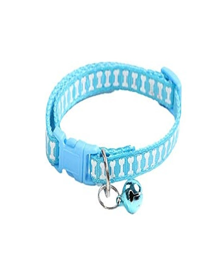 Pet Guard طوق حماية الحيوانات الأليفة بتصميم عظمة لطيفة للكلاب والجراء والقطط الصغيرة، قابل للتعديل مع جرس، إكسسوارات للقطط (قطعة واحدة، أزرق) - Image 1